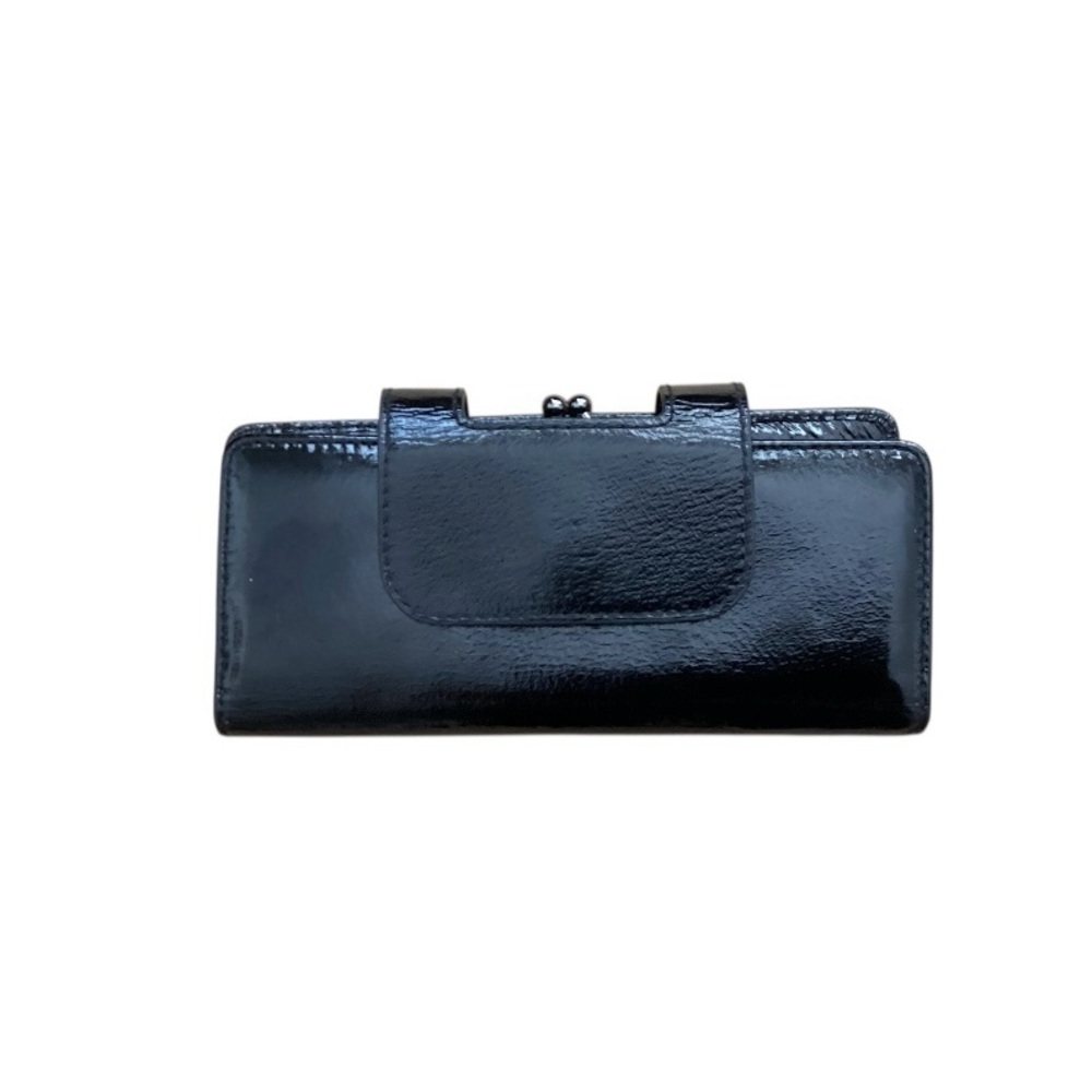 HOBO International Glossy Leather Black Kisslock Wallet